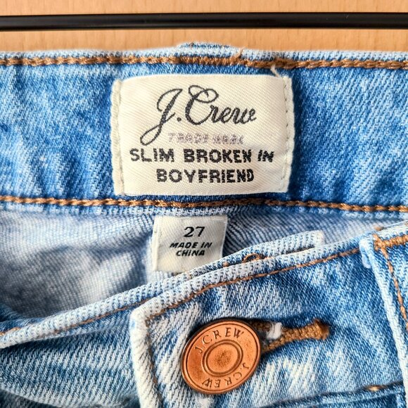 J. Crew Slim Broken In Boyfriend Distressed Light Wash Denim Jeans Size 27 - Picture 4 of 7